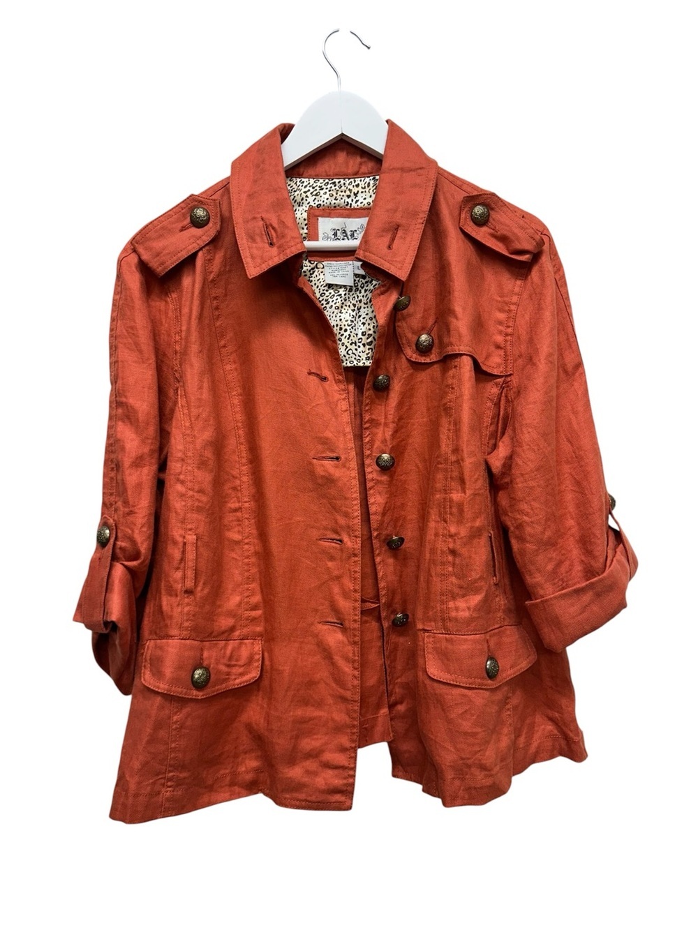 Live a Little Rust Orange Utility Jacket with Epaulets